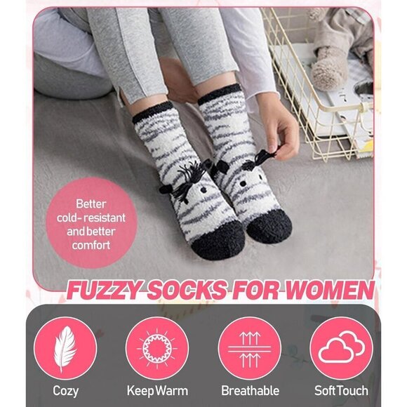 ❤️Fuzzy Socks for Women Soft Cozy Fluffy Winter Warm Slipper Animal Socks - Picture 5 of 7